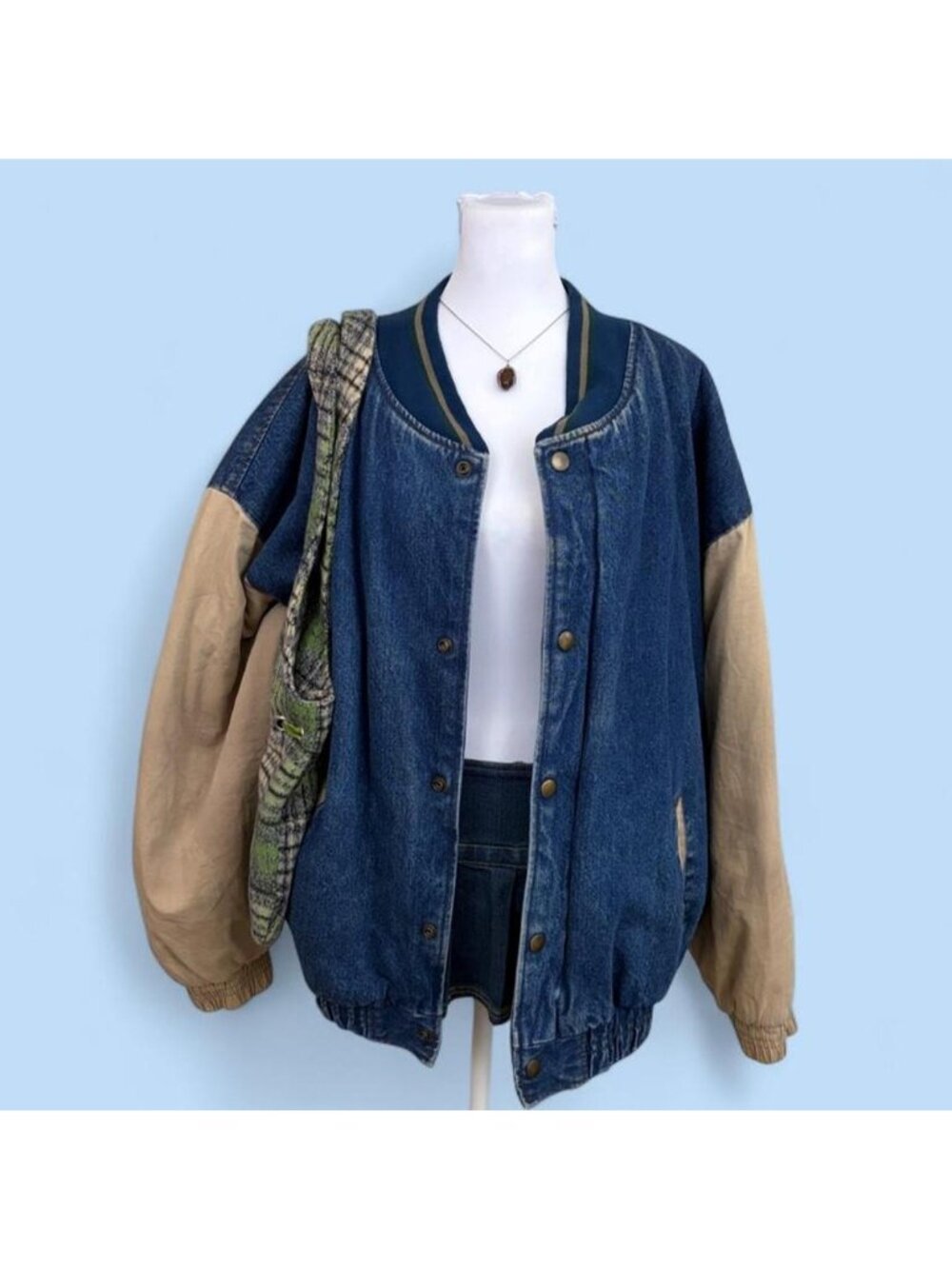 90s denim skater bomber jacket